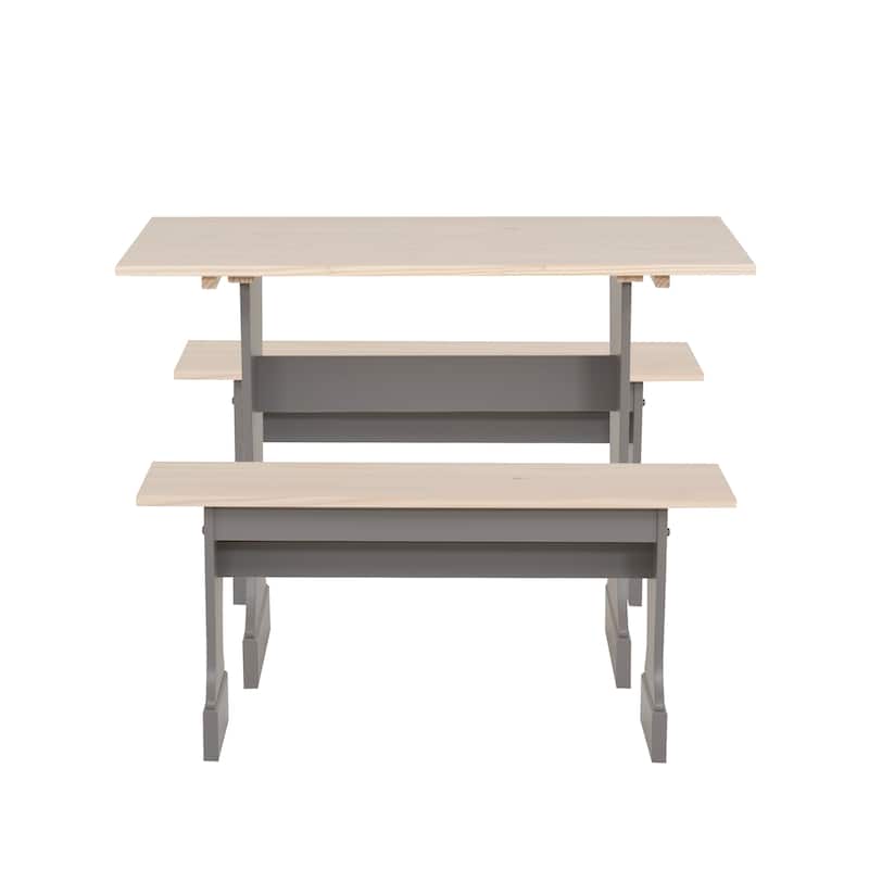 Tobin Grey Maple Table Bench 3PC Set