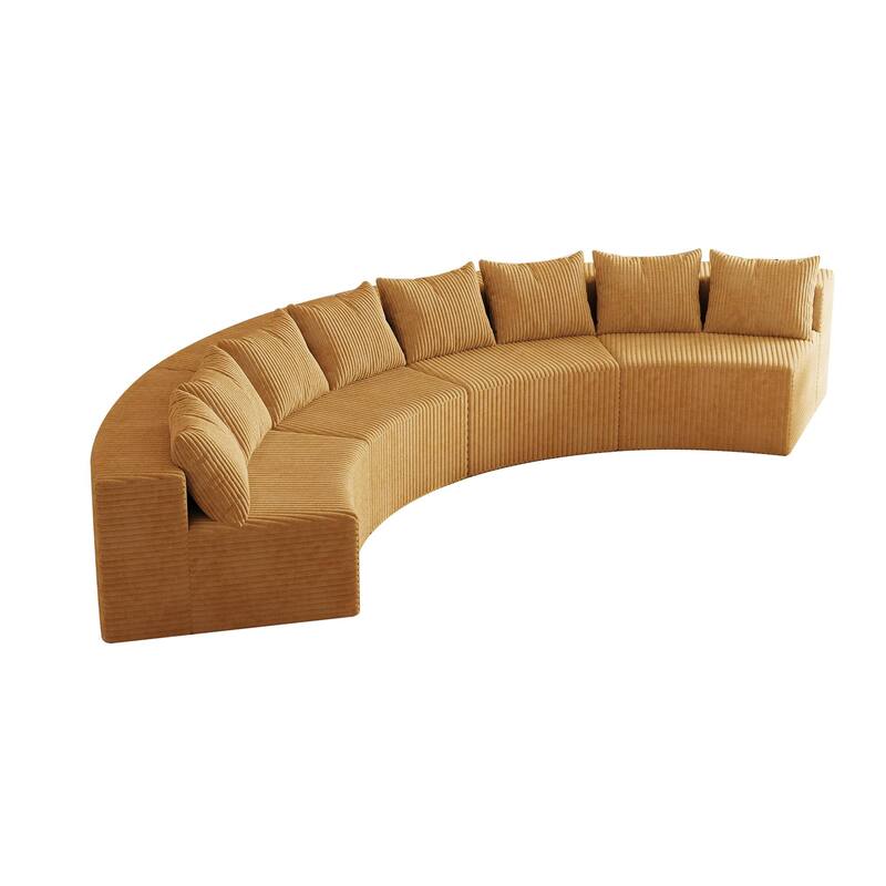 Semi Circular Shaped Sectional Sofa Modular Corduroy Fabric Couch, Free Combination