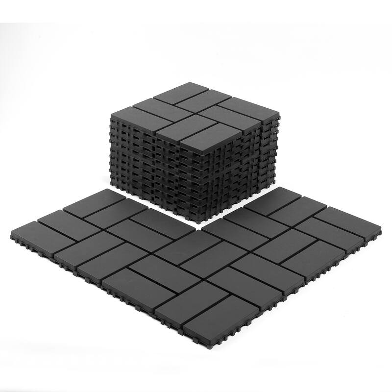 Plastic interlocking decking tiles, 44 packs of terrace decking tiles, 12 inches x 12 inches waterproof