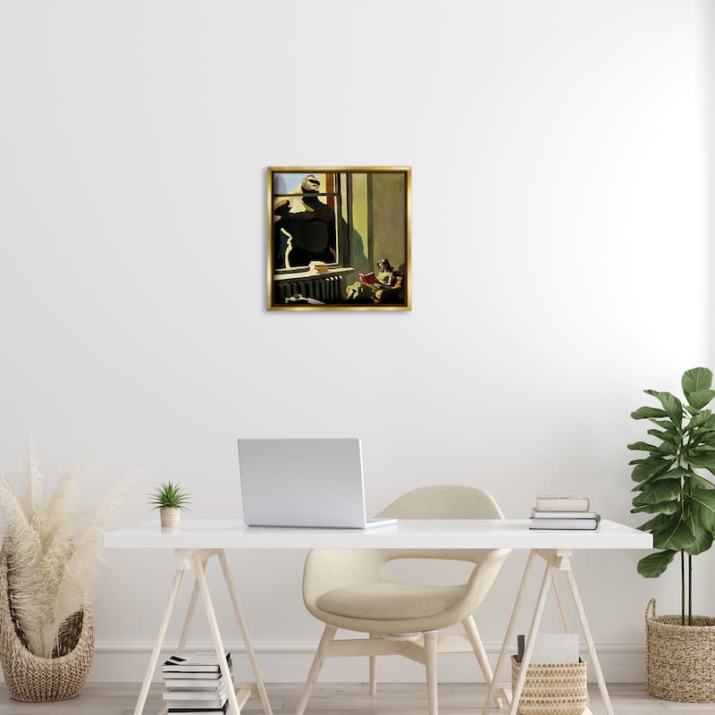Stupell Gorilla in Window Scene Framed Floater Canvas Wall Art Design By Keith Thomson