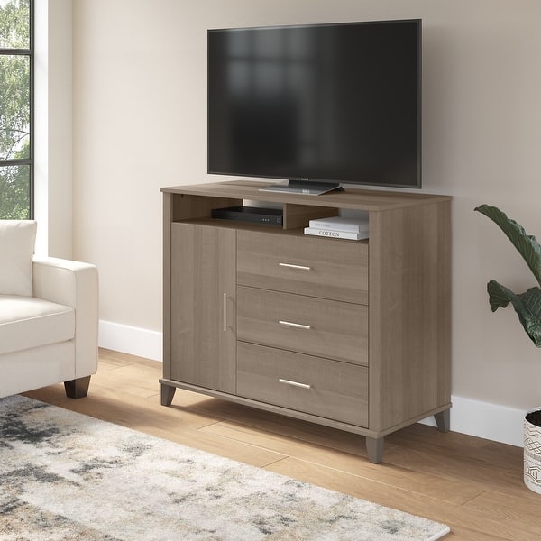 slide 1 of 41, Somerset Tall TV Stand with Storage by Bush Furniture Ash Gray