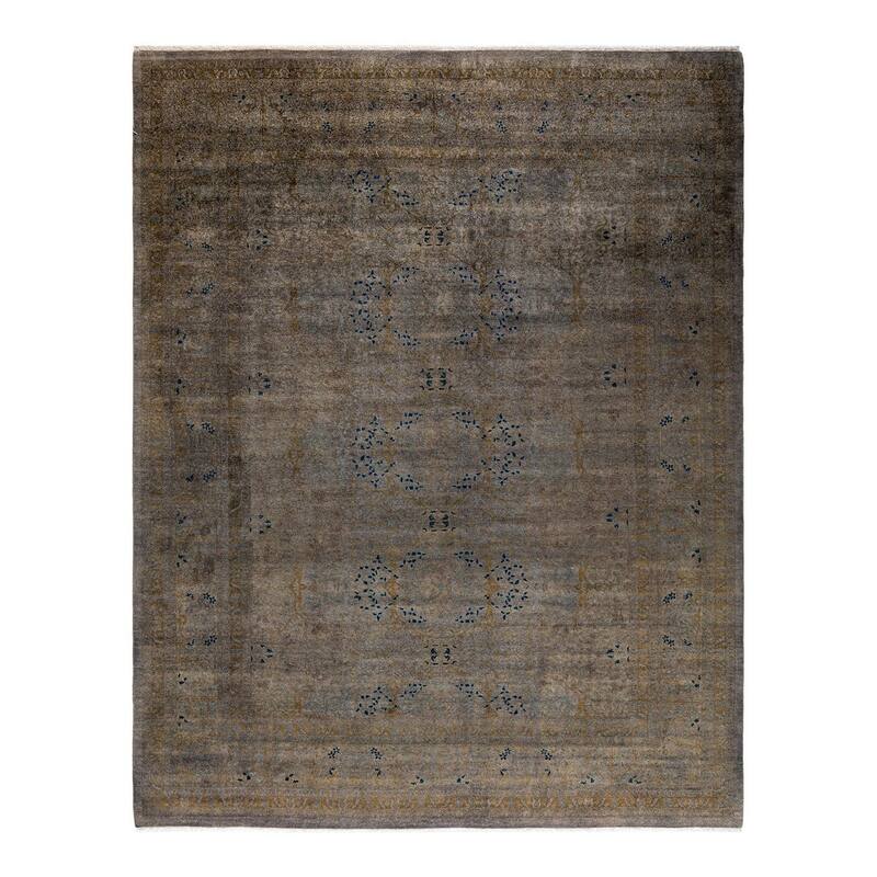 Overton Hand Knotted Wool Vintage Inspired Modern Contemporary Overdyed Gray Area Rug - 8' 3" x 10' 4"