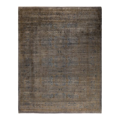 Overton Hand Knotted Wool Vintage Inspired Modern Contemporary Overdyed Gray Area Rug - 8' 3" x 10' 4"