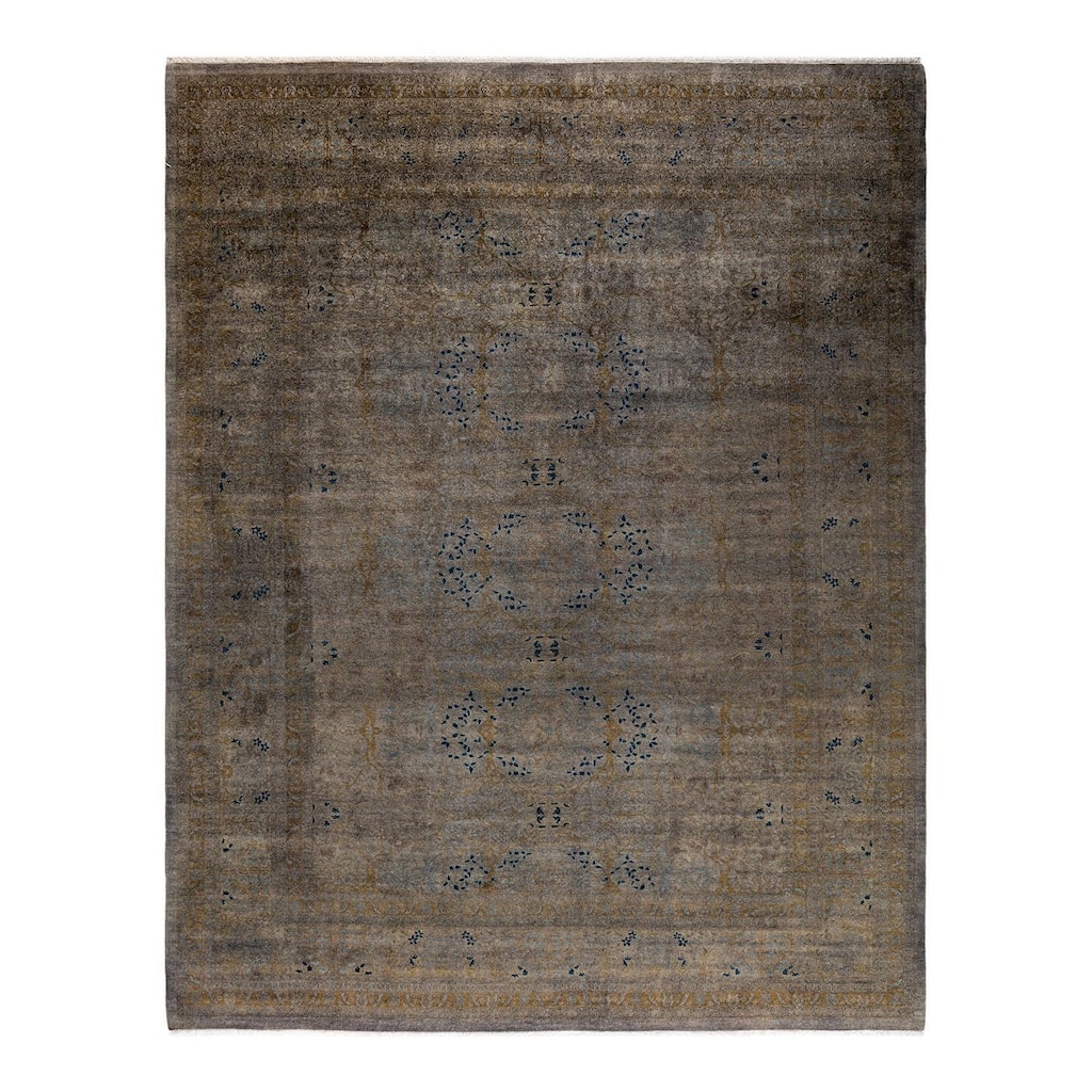 Overton Hand Knotted Wool Vintage Inspired Modern Contemporary Overdyed Gray Area Rug - 8' 3" x 10' 4"
