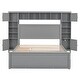 preview thumbnail 7 of 44, Queen Size Wooden Bed with Trundle, Cabinet, and Sockets, Grey