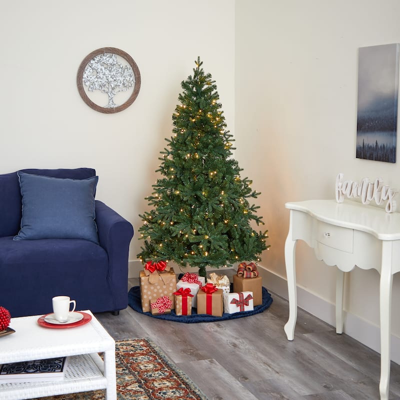 6ft. Fir Artificial Christmas Tree with 250 Clear LED Lights - Classic Seasonal Holiday X-Mas Glow