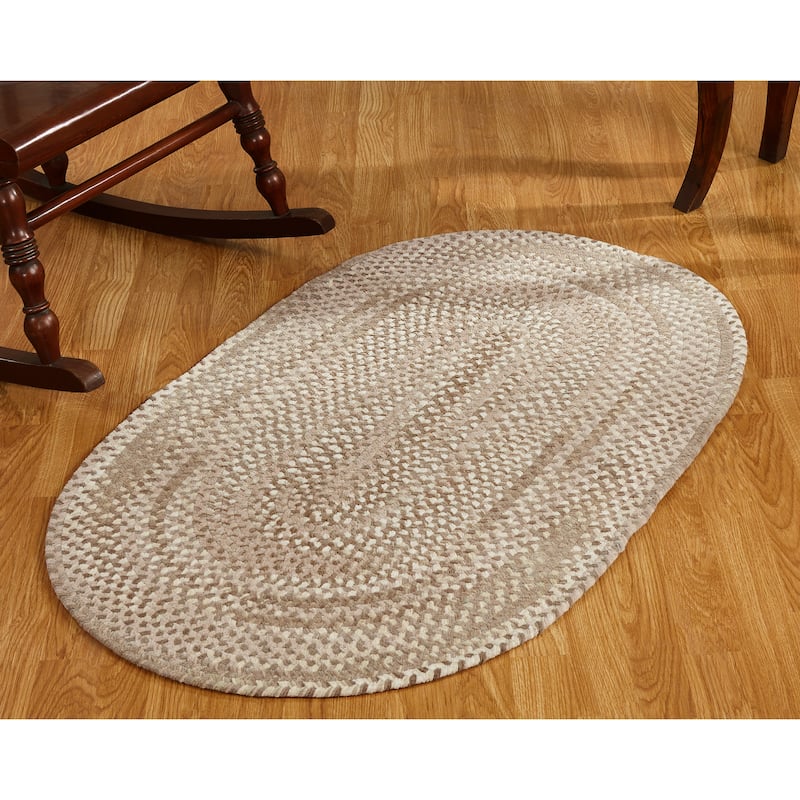 Ombre Soft Chenille Braided Rugs - 8' x 10' Oval - Beige