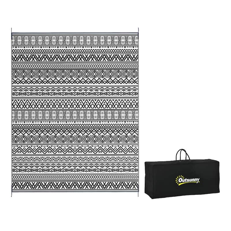 Outsunny Reversible Outdoor Rug, 8' x 10' Waterproof Plastic Straw Floor Mat, Portable RV Camping Carpet