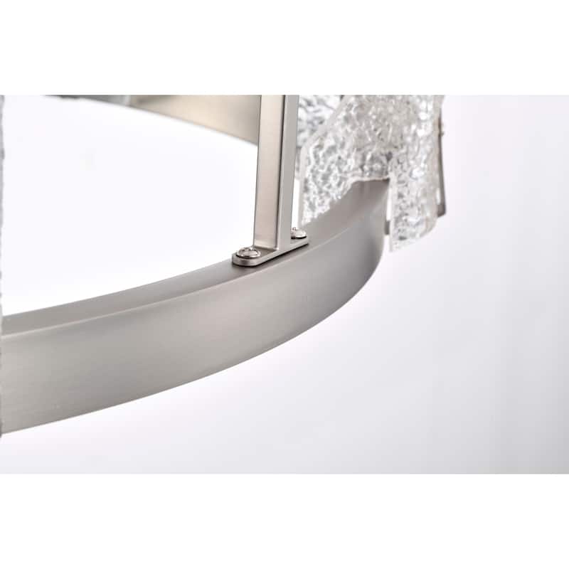 Luciala 28 Inch Satin Nickel Finish Modern Ceiling Fandelier with Remote - N/A