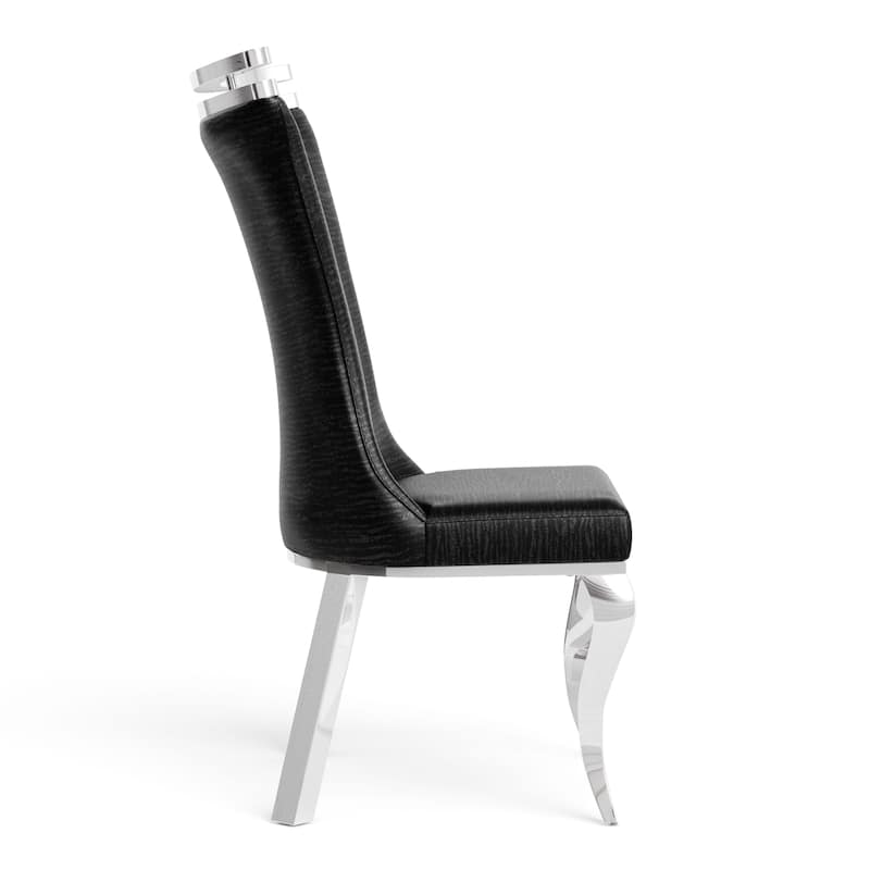 Furniture of America Thaddeus Glam Stainless Steel Upholstered Dining Side Chair (Set of 2)