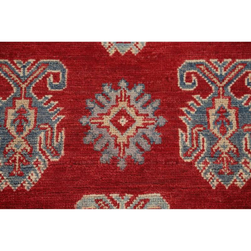 Geometric Kazak Runner Rug Hand-Knotted Traditional Wool Carpet - 2'8" x 9'4"