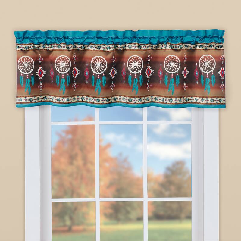 Southwest Dreamcatcher Printed Window Valance - 58" WIDE - Brown - 58" WIDE