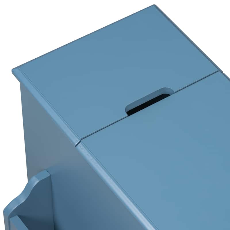 Vintage Side Table with USB Ports Flip Top and Storage Drawer - 22.8" H x 24.4" W x 12.6" D
