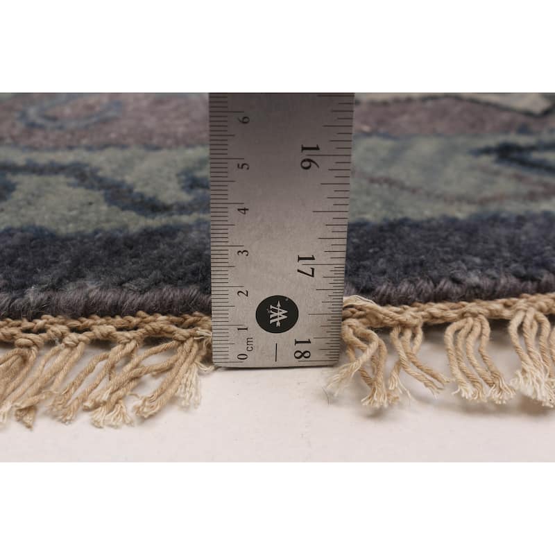 ECARPETGALLERY Hand-knotted Finest Agra Jaipur Dark Grey Wool Rug - 7'10 x 7'10