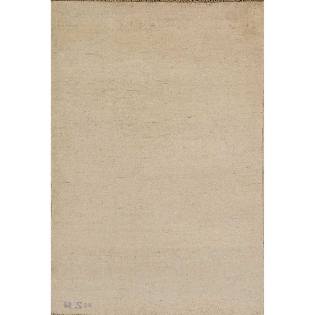 Modern Gabbeh Oriental Rug Hand-Knotted Foyer Wool Carpet - 2'8"x 3'11"