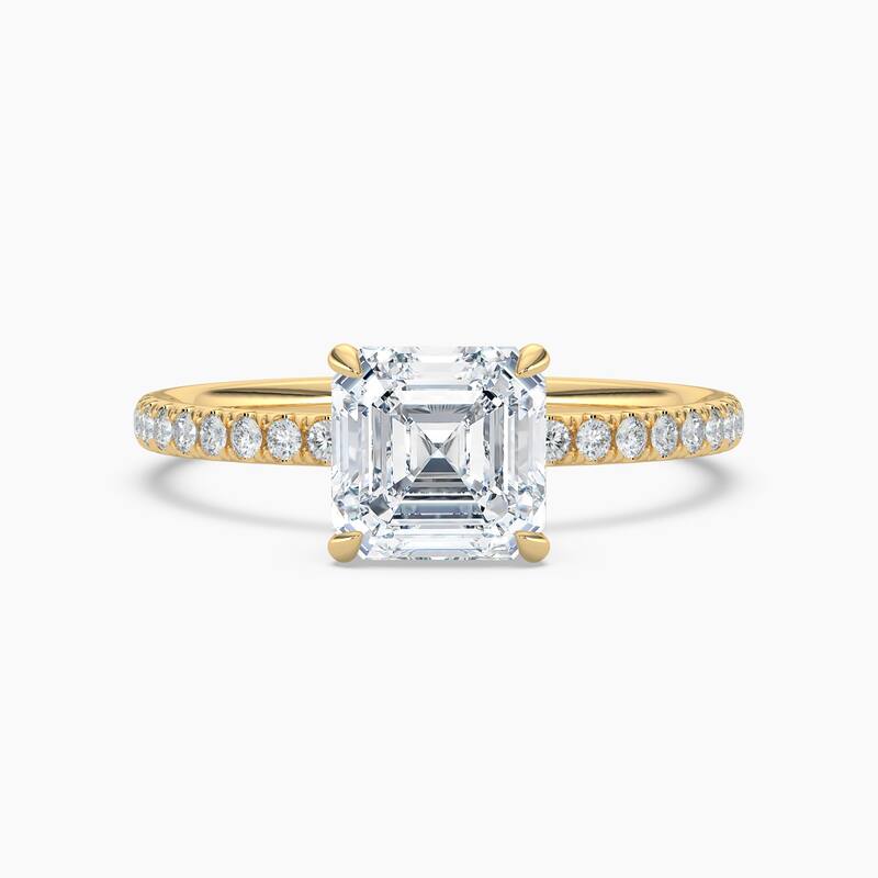 Auriya 14k Gold Asscher Lab Grown Floral Petal Diamond Accent Engagement Ring 1.00 to 5.00 ct. tw. (F-G, VS) - 7 - 4.00 carats - Yellow