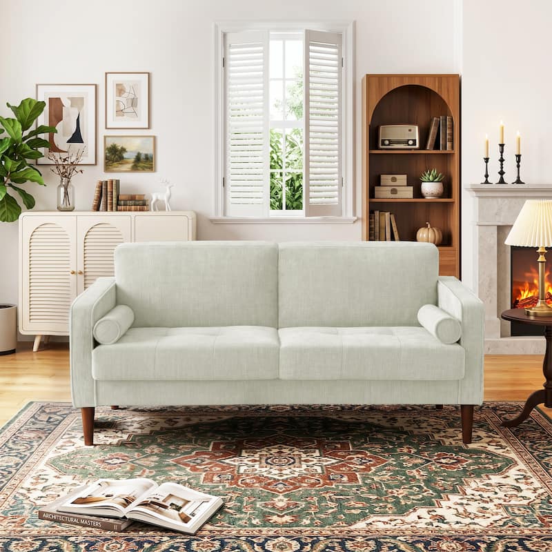 62.5'' W Corduroy Couch Upholstered Square Arm Sofa