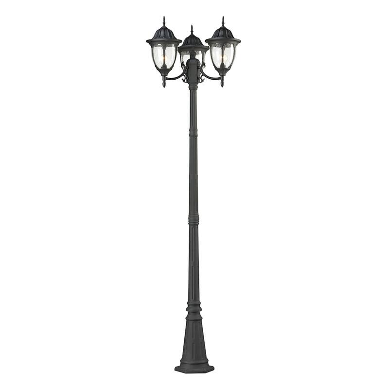 3-Light Outdoor Post Light - 7.5' - Matte Black
