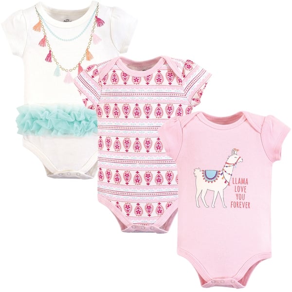 slide 1 of 1, Little Treasure Baby Girl Cotton Bodysuits 3pk, Llama 12-18 Months - Llama
