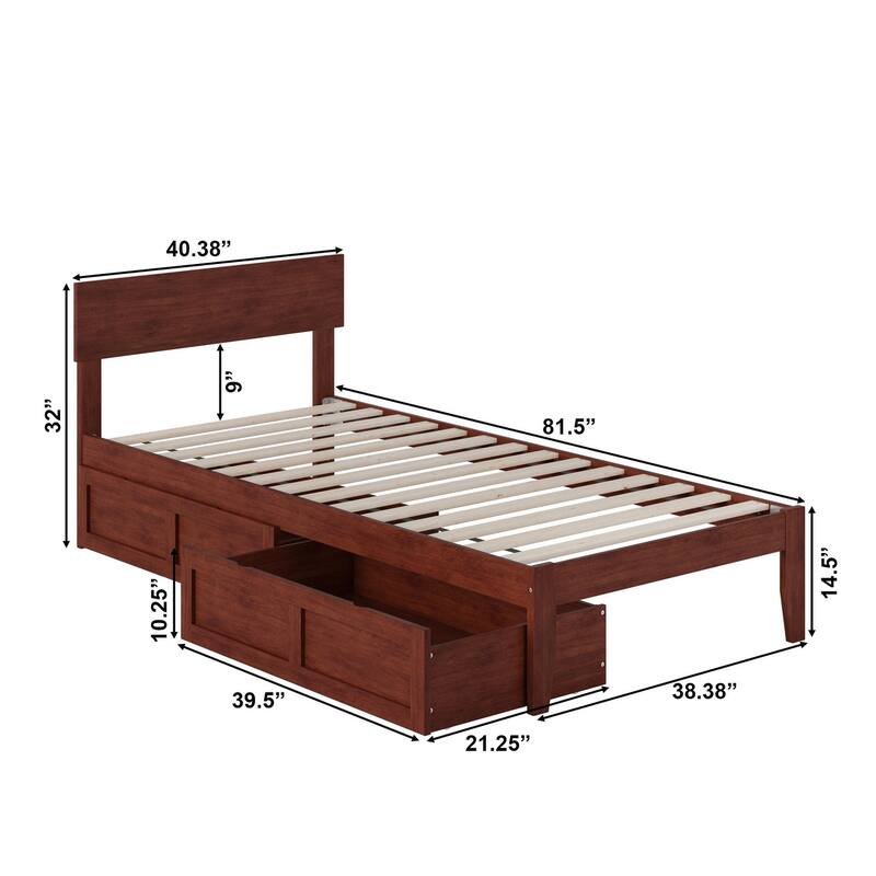 Boston Modern Contemporary Bed with 2 Extra Long Drawers