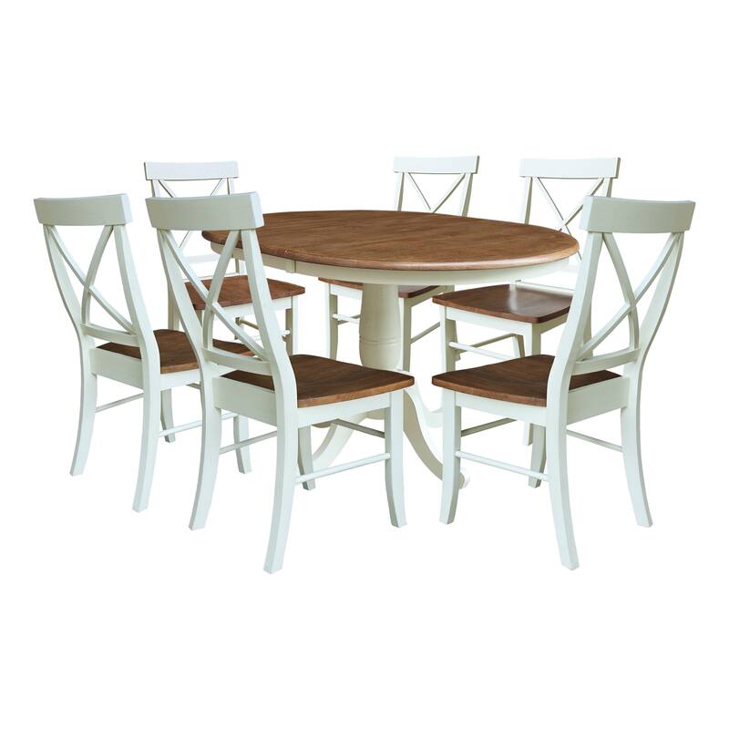 36" Round Extension Dining Table With X-back Chairs