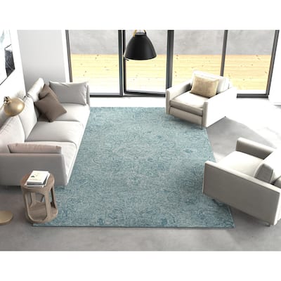 Carbon Loft Streaya Sea Blue Handmade Rug