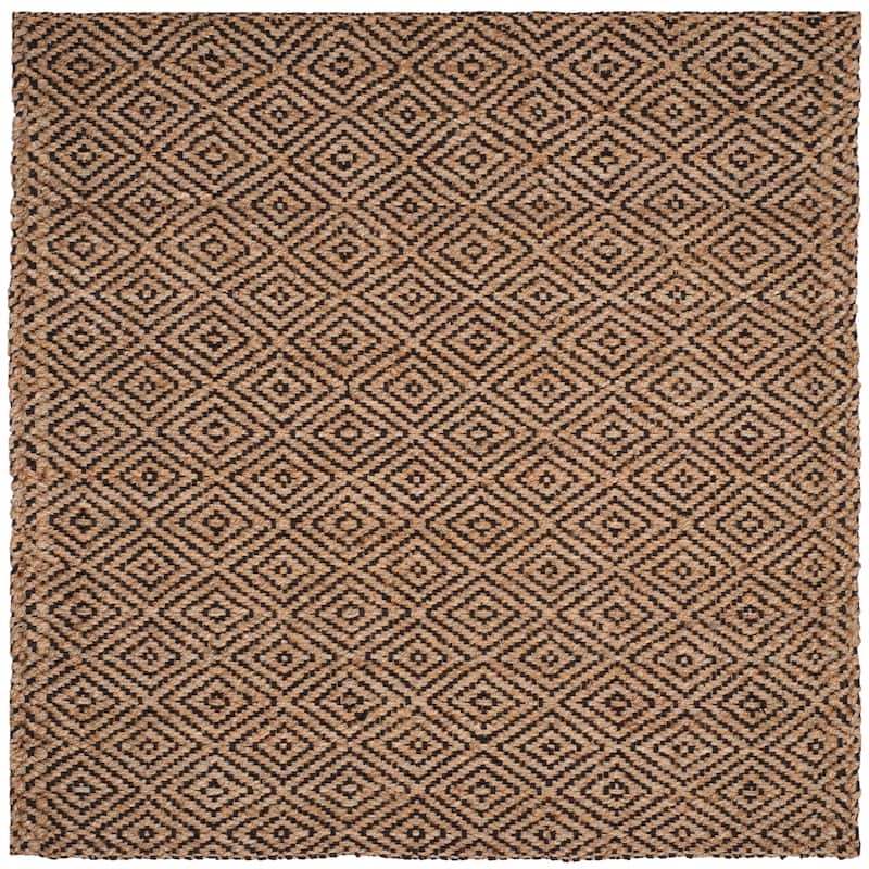 SAFAVIEH Handmade Natural Fiber Svana Jute Rug - 4' Square - Natural/Black