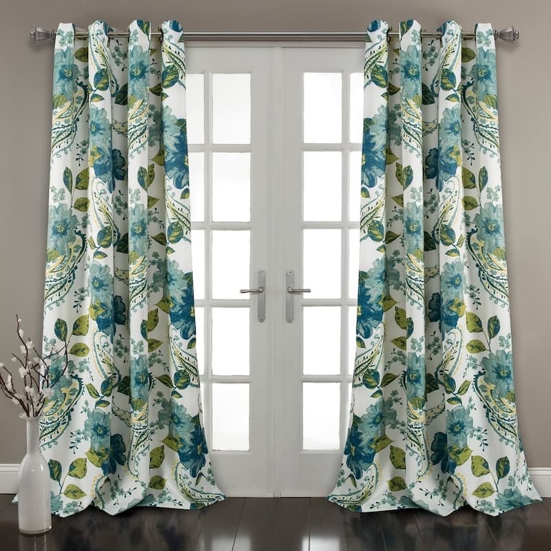 Lush Decor Floral Paisley Curtain Panel Pair - 52"W x 95"L - Blue/Green