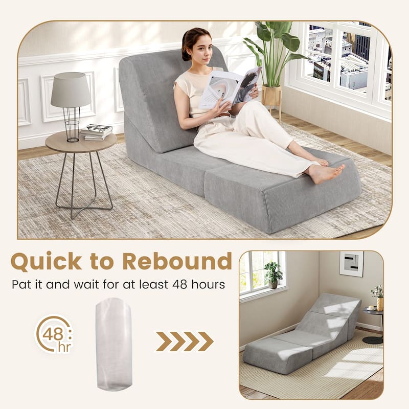 Gymax 3-in-1 Folding Sofa Bed Convertible Sleeper Chair w/ Washable