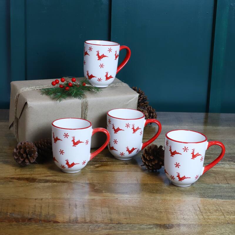 Euro Ceramica Winterfest 4 Piece 12 oz Mugs Set