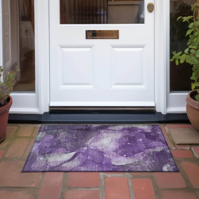 Almisi Artistic Abstract Weather Resistant Blended Style Outdoor Rug