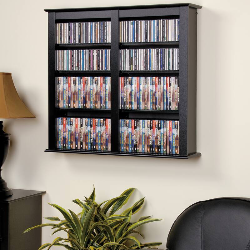 Double Floating Wall Storage - 32" W x 34" H x 8.25" D - Black