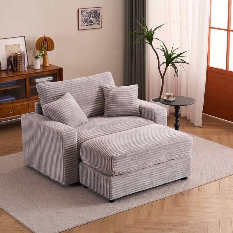 56.30" Single Sofa Chair, Independent Ottoman