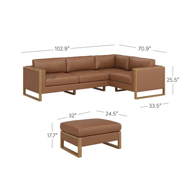 Madison Modern Upholstered Modular Sofa or Couch for Living Room with Solid Wood Legs