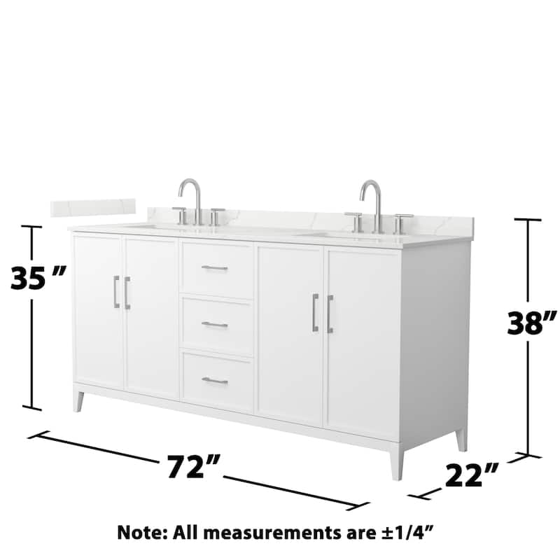 Elan 72-inch Double Vanity, 3 Hole Quartz Top
