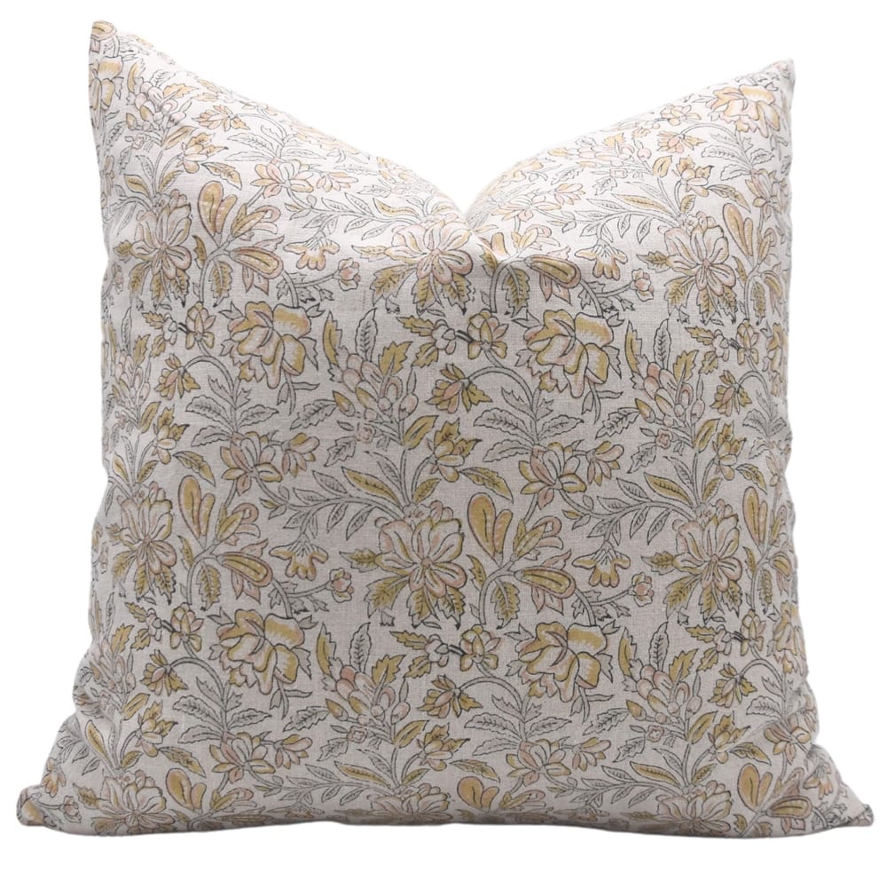 Linen Farmhouse Block print pillow Cover - Kudrat