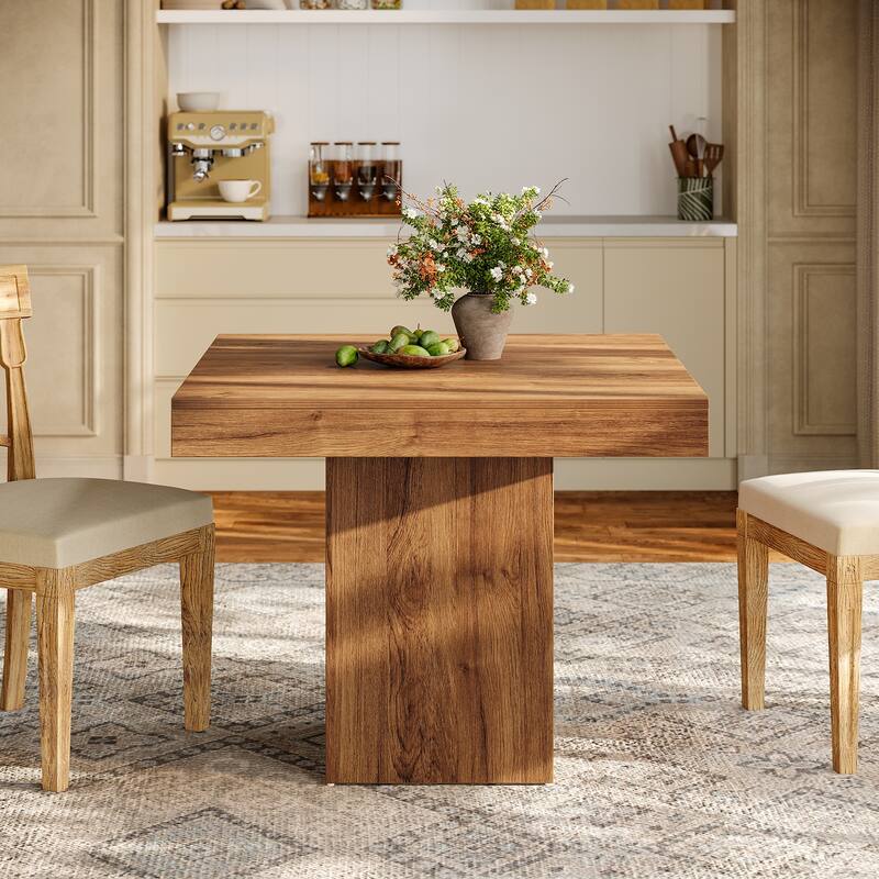 39" Farmhouse Square Pedestal Dining Table for Dining Room/ Kitchen - 39" W x 39" D x 31.5" H - Rustic Brown