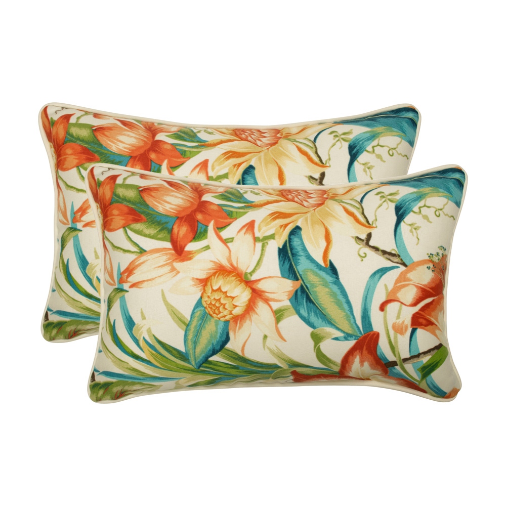 Pillow Perfect Outdoor Indoor Botanical Glow Tiger Lily Blue Rectangular Throw Pillow Set of 2 On Sale Bed Bath Beyond 20731532