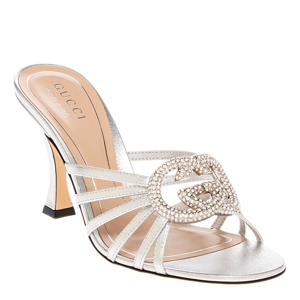 Gucci Slide Sandals with Crystal Interlocking G