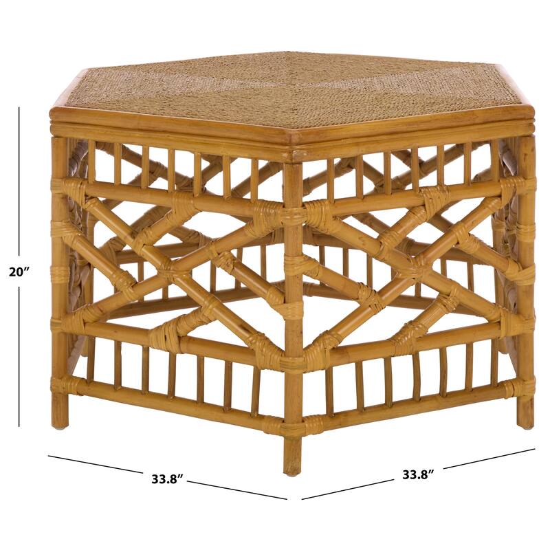SAFAVIEH Couture Frederica Rattan Pole And Seagrass Coffee Table - 34"W x 34"D x 20"H