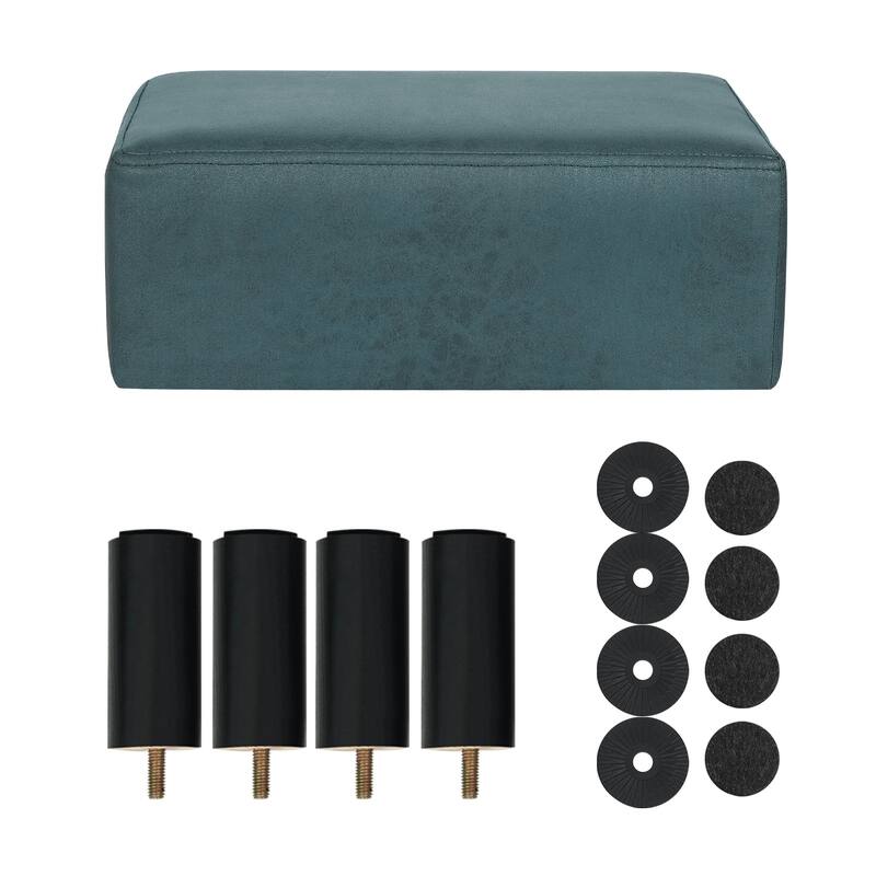 Adeco Rectangle Footrest Ottoman Faux Leather Foot Stool