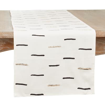 Embroidered Dashes Design Table Runner - 16"x72"