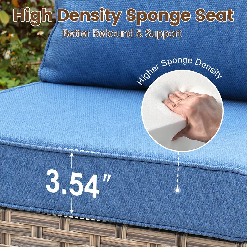 HOOOWOOO 10-piece Wicker Patio Furniture Set Sectional Sofa with Swivel Chair