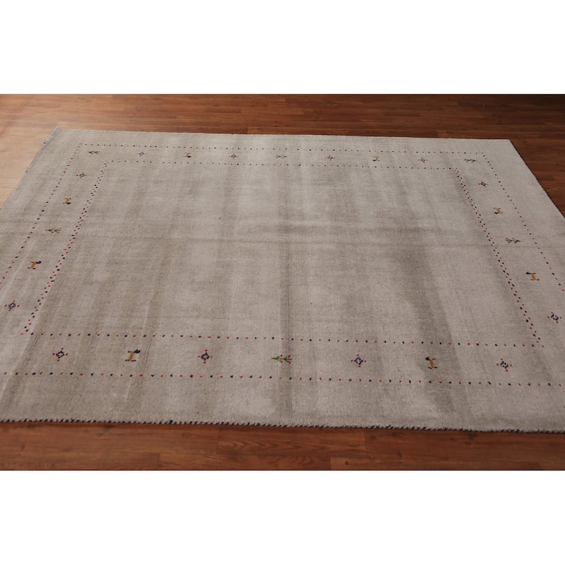Tribal Gabbeh Oriental Rug Hand-Knotted Contemporary Wool Carpet - 5'9" x 7'8"