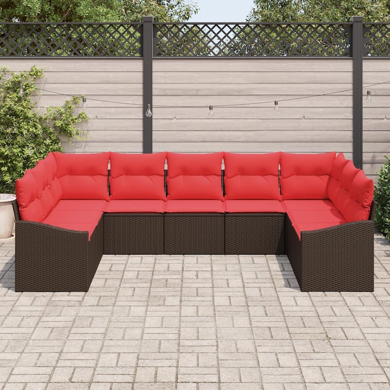 vidaXL 10 Piece Garden Sofa Set with Cushions - 113.8×70.3×27.2