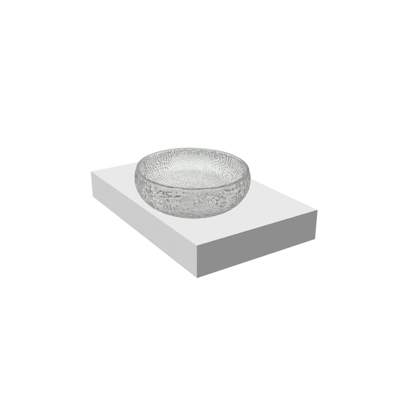Moonshell 16" Round Decorative Crystal Vessel Sinks With White Base