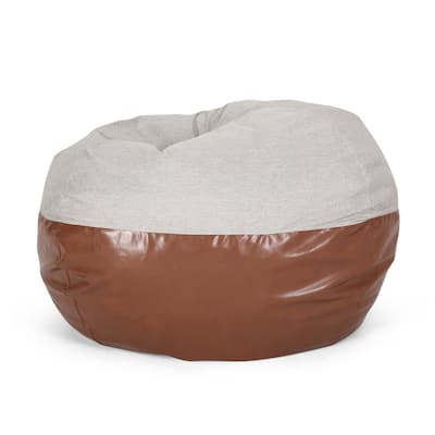 Fabric and Faux Leather Rounded Bean Bag,Easy to maintain
