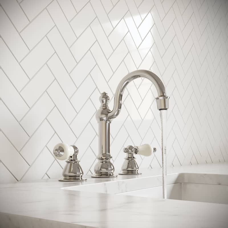 Widespread Lavatory Faucets with Pop-Up Drain in Polished Nickel (PVD) Finish with Metal Lever Handles