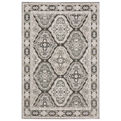 Style Haven Everly Traditional Panel Medallion Mixed Pile Area Rug
