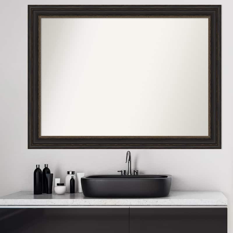 Non-Beveled Bathroom Wall Mirror - Accent Bronze Frame